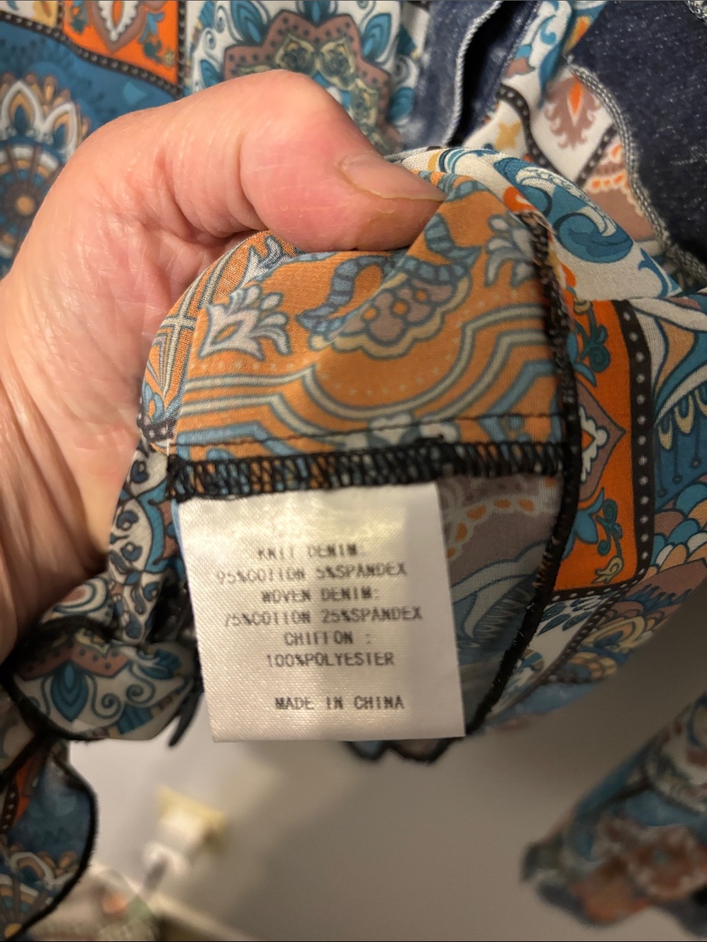 A.Z.IBoho Patchwork Button-Front Shirt - Blue & Orange - Picture 12 of 12